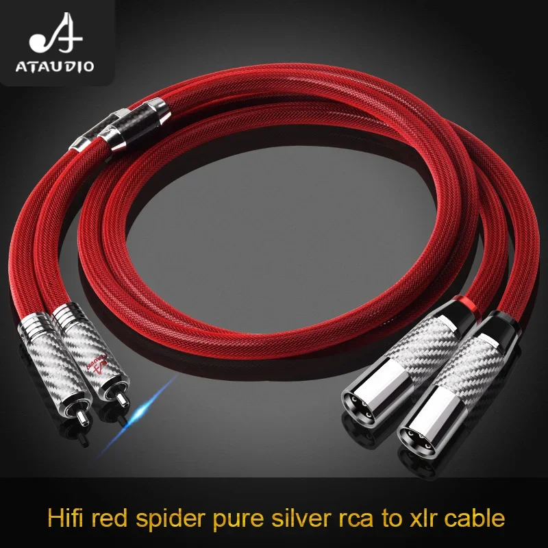 ATAUDIO Hi-end Pure Silver RCA to XLR Audio Cable 2RCA to 2XLR Premium Hi-Fi Audio Cable with 3Pin XLR for Sound System DVD