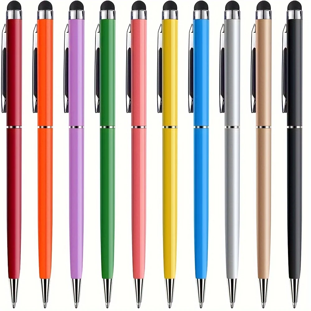 10er-Pack 2-in-1 Touchpen-Set, geeignet für Touchscreens und Schreiben, universeller kapazitiver Touch-Kugelschreiber, batteriefrei