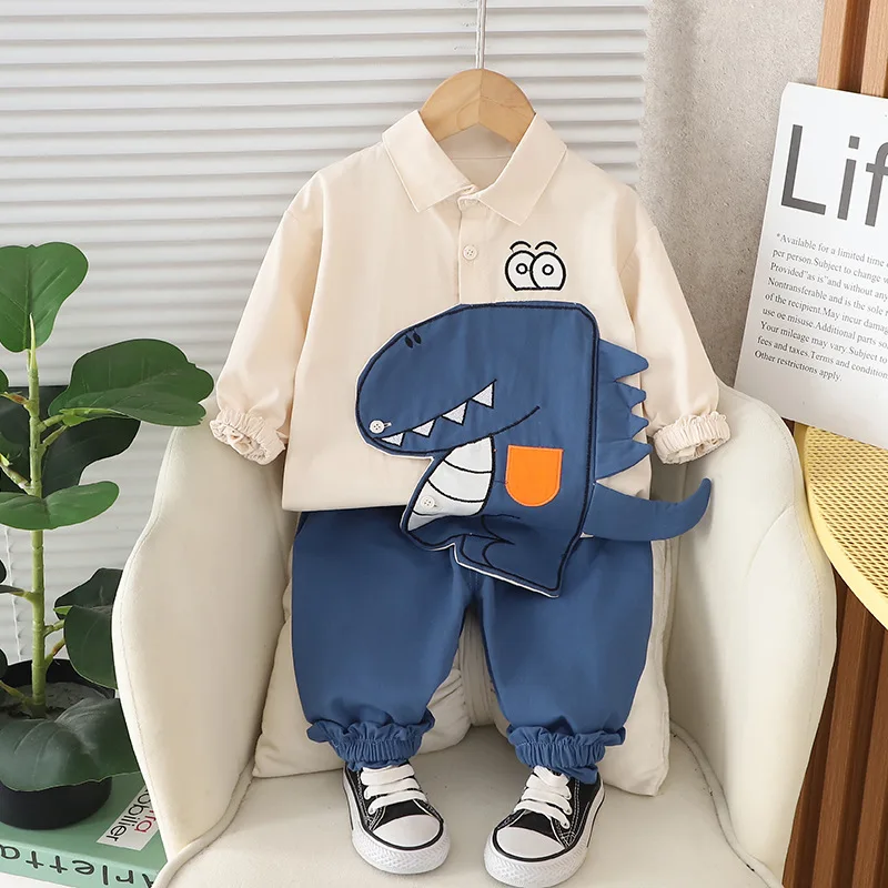 Baby Baby Boys Dinosaur Applique 2 Piece Outfit Set Polo Shirt Pants Toddler Kids Fall Clothes Cotton Blend Long Sleeve 80-120 - Aliexpress Deal