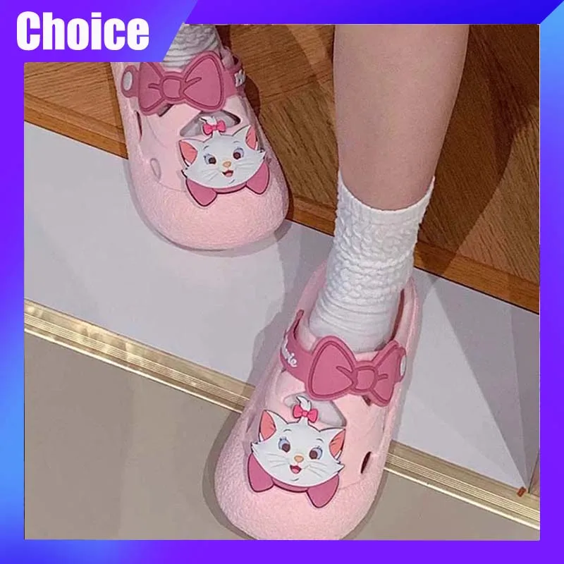 

Disney Marie Cat Slippers Cute Outdoor Sandals Casual Breathable Ankle-Wrap For Girl Adult Non-Slip Fashion Beach Shoes Gift