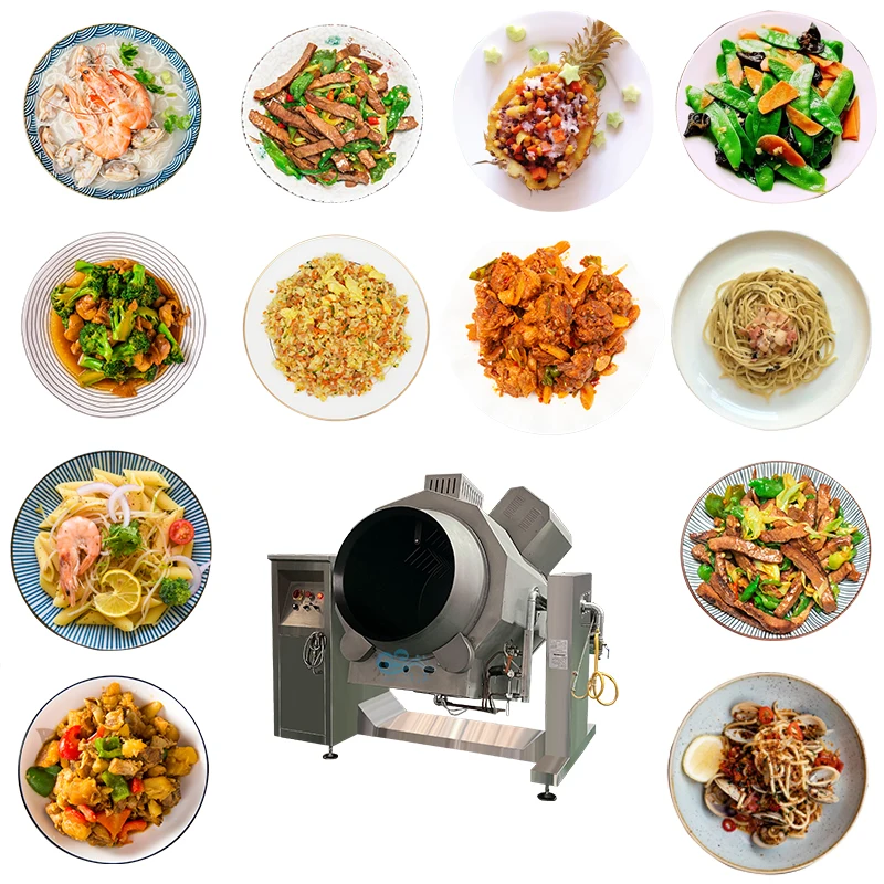 Commercial Gas Rotate Cooking Robot Machine Industrial Automatic Fried Rice Mixer for Central Kitchen Catering and Bulk Cooking