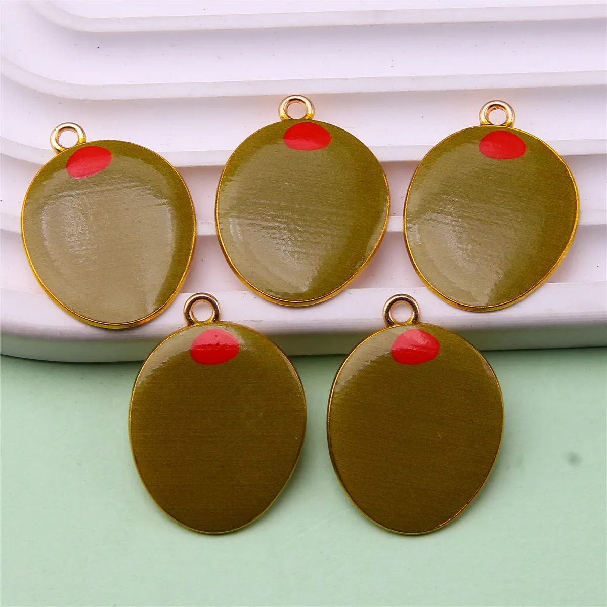 10pcs new colored oil drop alloy olive peach pineapple pendant DIY bracelet necklace keychain accessories accessories