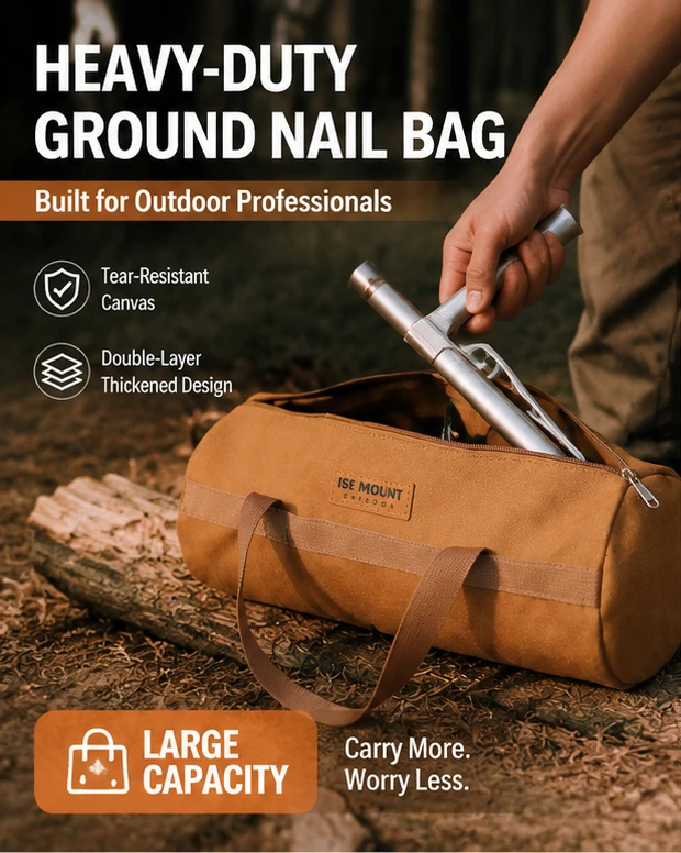 Lightweight Camping Tool Storage Bag Cylinder Tent Stake Organizer Large Capacity Tent Peg Ground Nail Holder Outdoor Gear