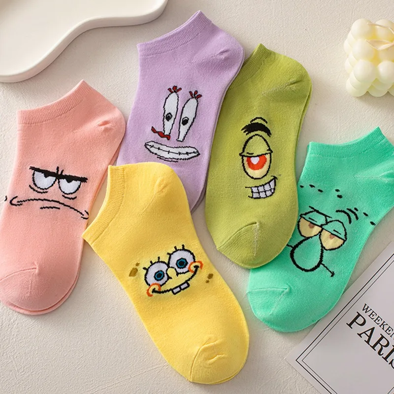 

Kawaii Funny SpongeBob SquarePants Women's Cotton Socks Summer Thin Boat Socks, Short Socks Shallow Mouth Low Waist