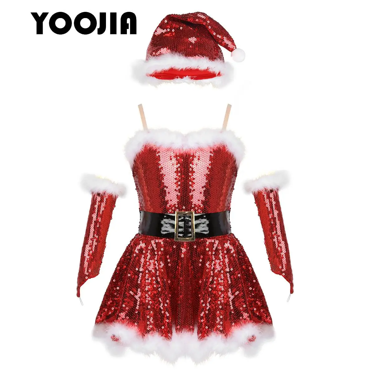 

Sequins Girls Christmas Dance Costume Mrs Santa Claus Outfits Shiny Ballet Tutu Dance Dress Jazz Latin Skating Leotard Dancewear