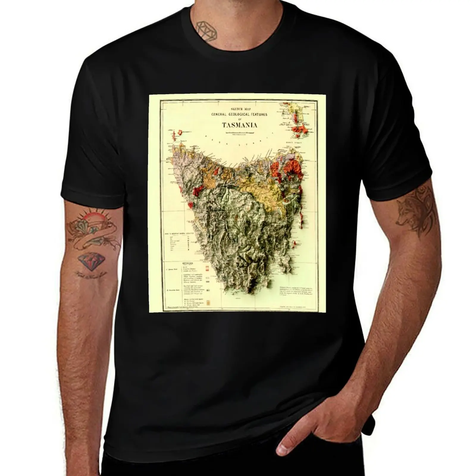 

mens T-Shirt shirt 3D digitally-rendered plain man shirts Geological Map Tasmania shirts graphic man graphic t t 1884 t
