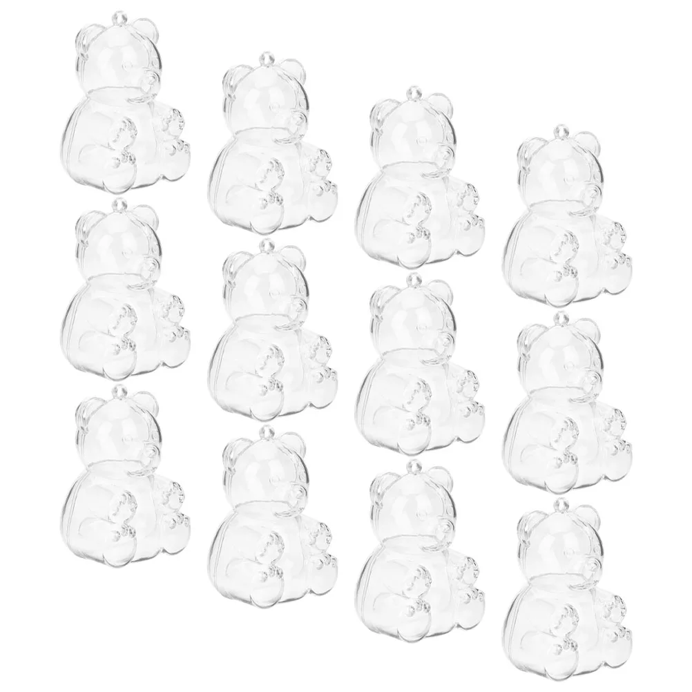 

12 Pcs Candy Box Storage Wedding Favours Boxes Packing Transparent Halloween Party Supplies Bear Shape Treats Containers