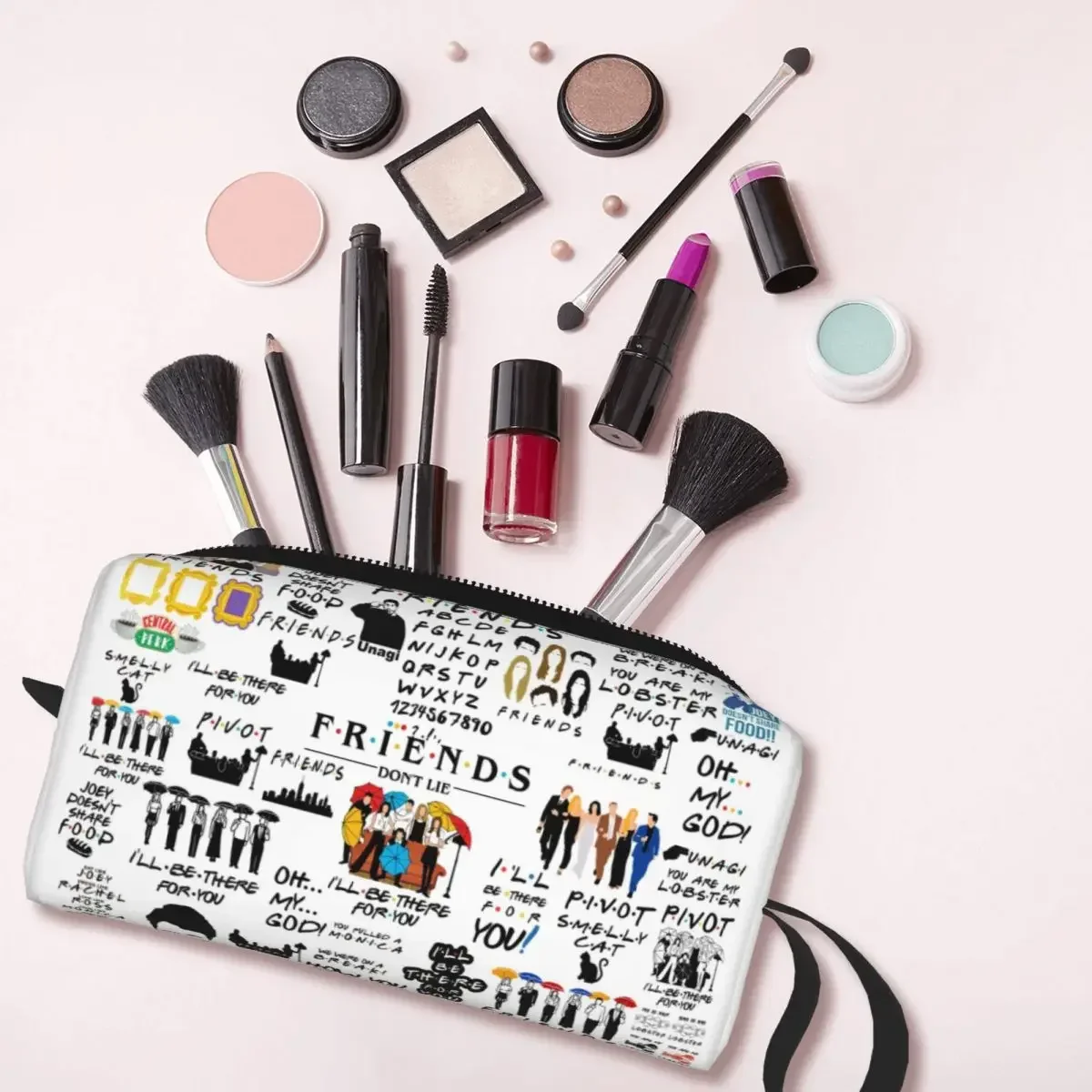 Funny TV Show Friends Collage Cosmetic Bag Women Fashion Big Capacity Makeup Case Beauty Storage Toiletry Bags