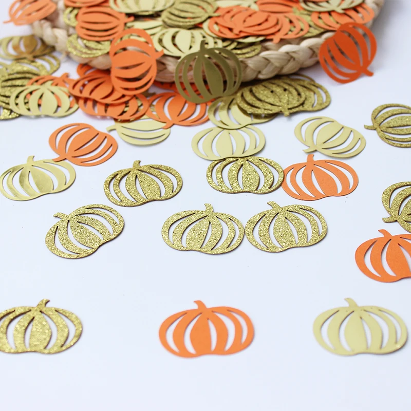 100pcs autumn pumpkin confetti, autumn harvest Thanksgiving and Halloween confetti, birthday and wedding party desktop decoratio