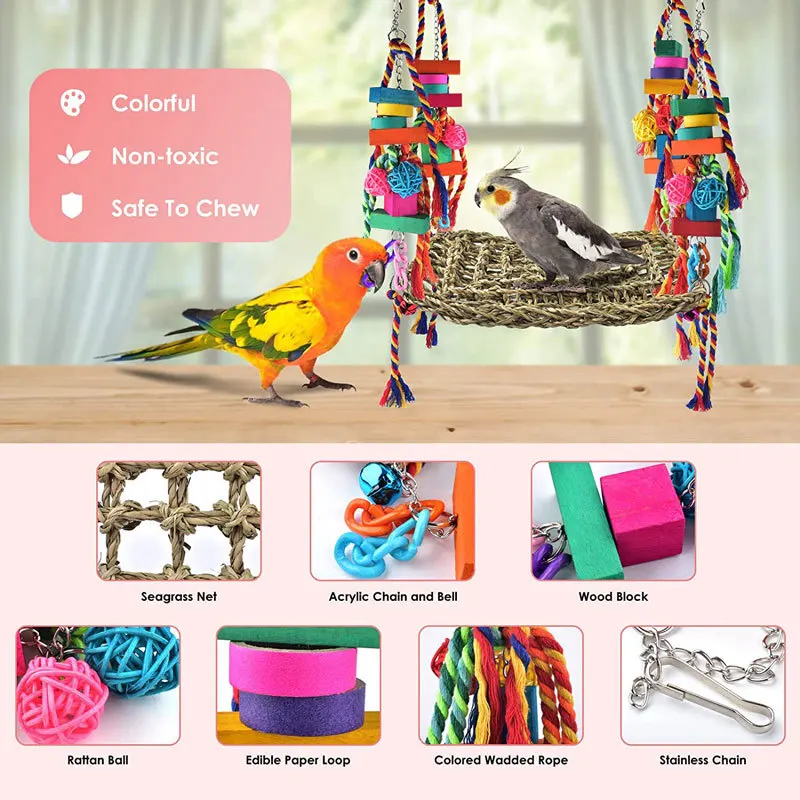 Parrot toy climbing net hammock, large bird toy, bird cage accessories, bird toy