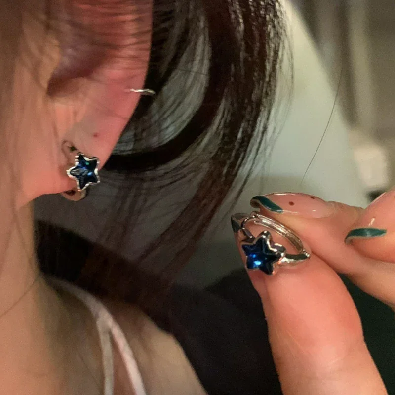 1Pair Mini Zircon Star Hoop Earrings for Women Gold Plated Metal Earrings Korean Fashion Ear Buckle Jewelry Accessories Gifts