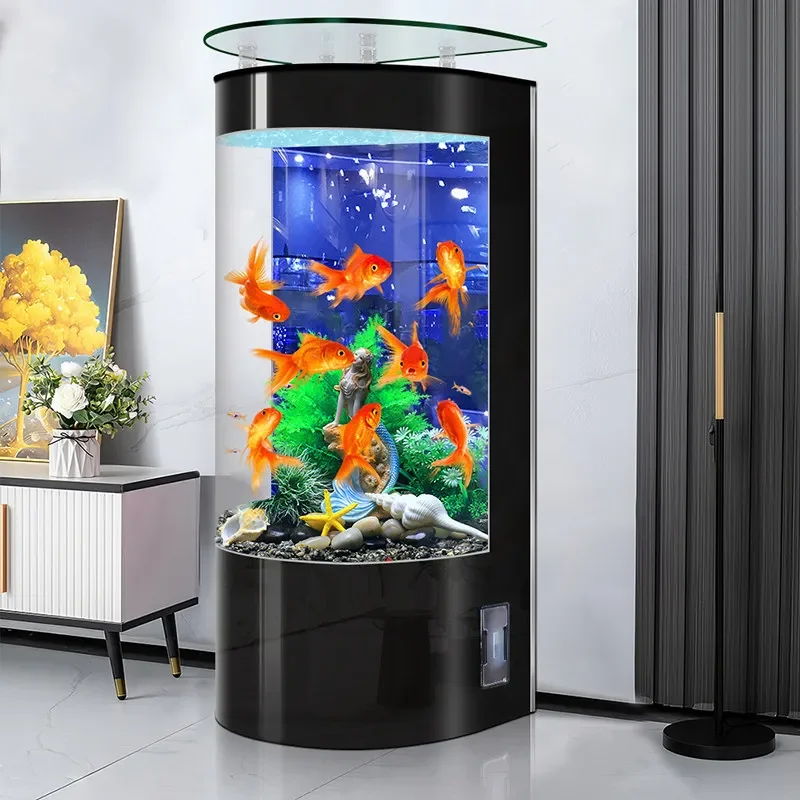 B17-1Home Semi-circular Household Living Room Fish Tank Ornament Next To Curved Vertical TV Cabinet