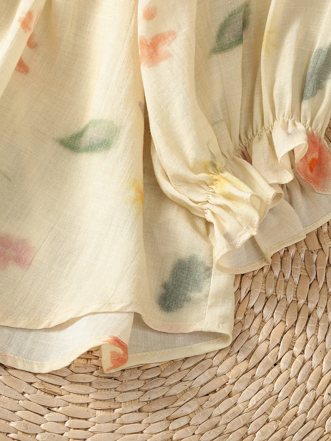 Doux Floral coton lin coupe ample rond Ne bouton up irt femmes été minceur Protection solaire sept Sve irt