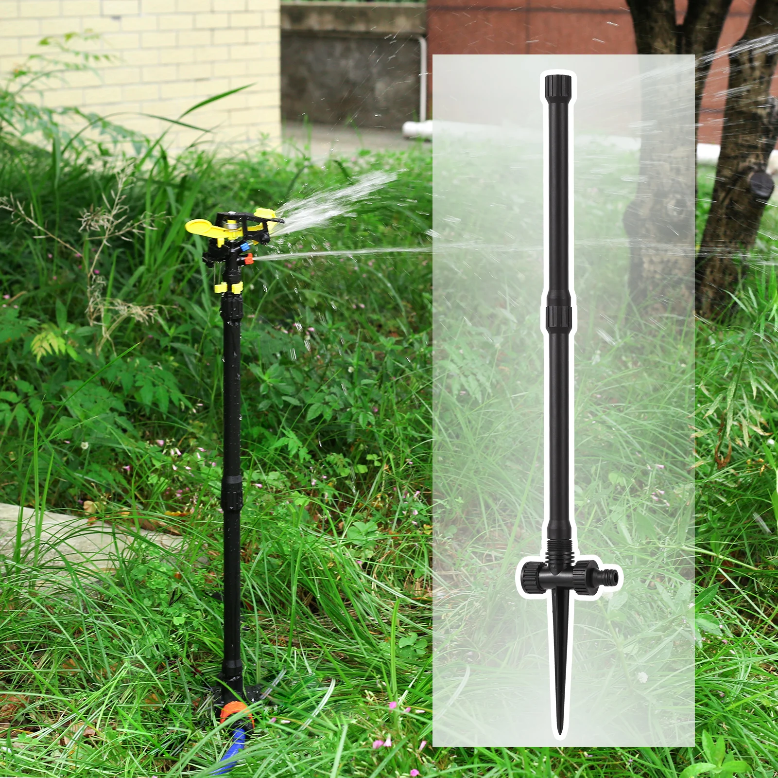 1/2" Thread Extension Rod Home Garden Watering Fixed Stems Support Holder Base Support Rotary Impact Sprinklers Rod Ground Stake