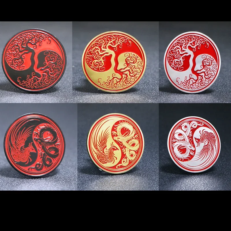 Pièce de chapelle Tai de style chinois mystérieux, argent, noir, médaille commémorative, compositeur Yin, dragon et phénix, instituts tridimensionnels, 1 P12