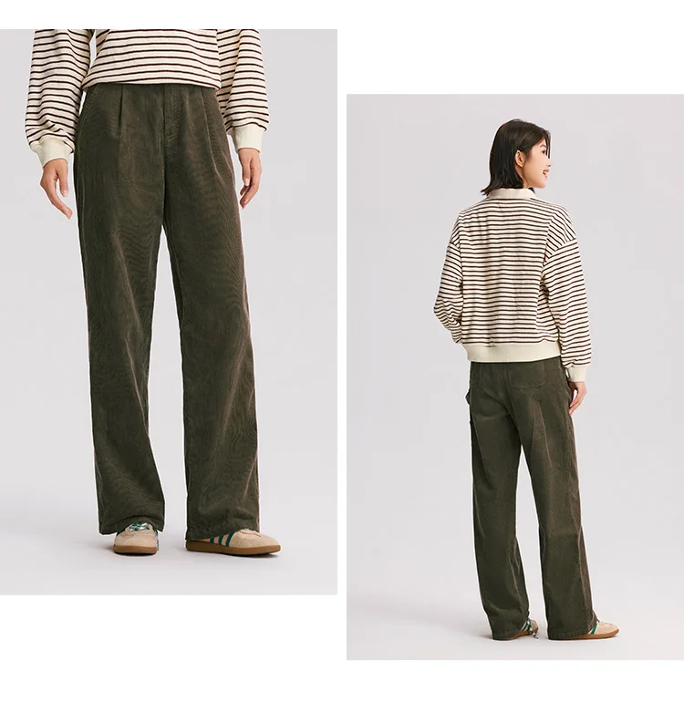 Semir Freizeithose für Damen, Cord-Baumwolle, weites Bein, Hose, 2025, neuer Winter-Vintage-Arbeitskleidungsstil – Detail 4
