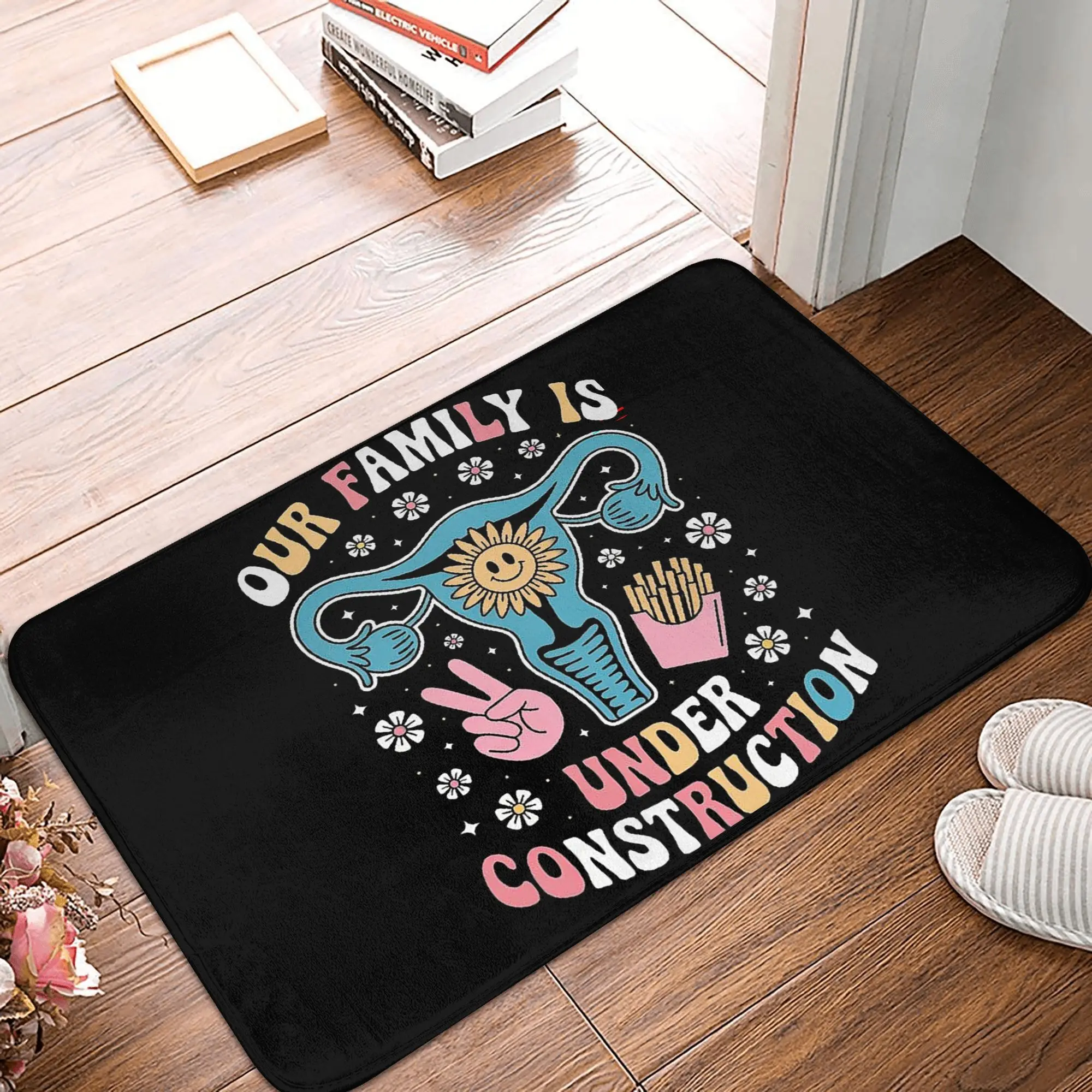 

Our Family Is Under Construction Cute Pregnancy Announcement Non-slip Doormat Floor Mat Entrance Home Bedroom Footpad Mats