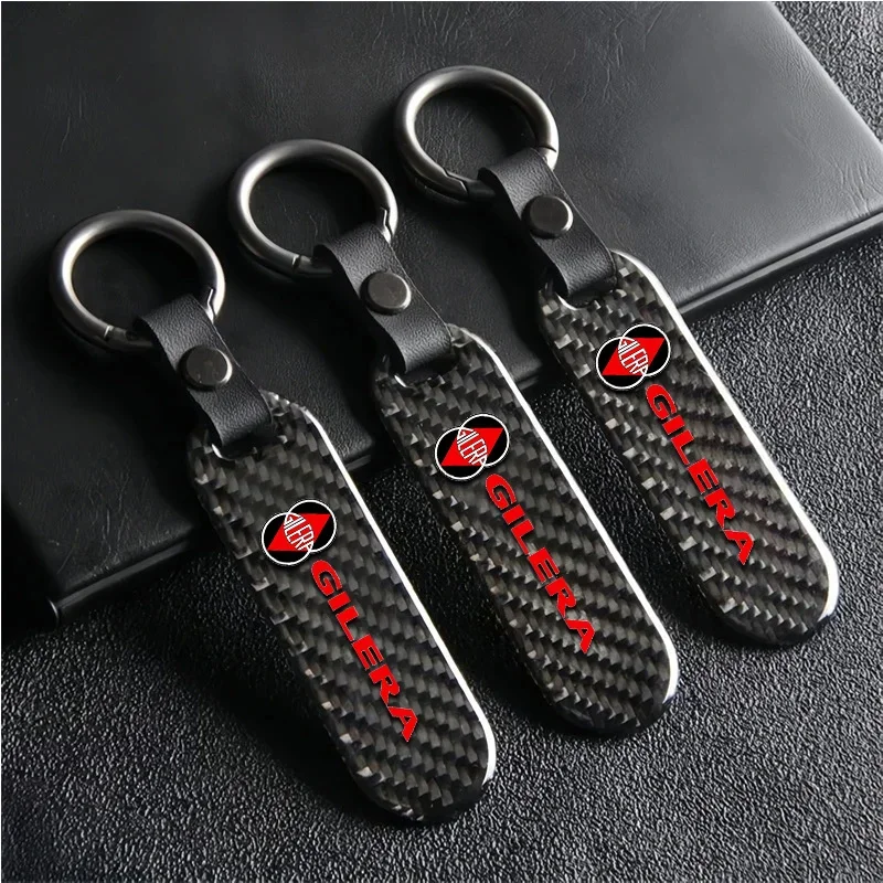 Motorcycle Brand Certified Carbon Fiber Keychain For Gilera GP800 Fuoco Nexus 500 Runner 50 125 200 Gift Accessories Custom LOGO