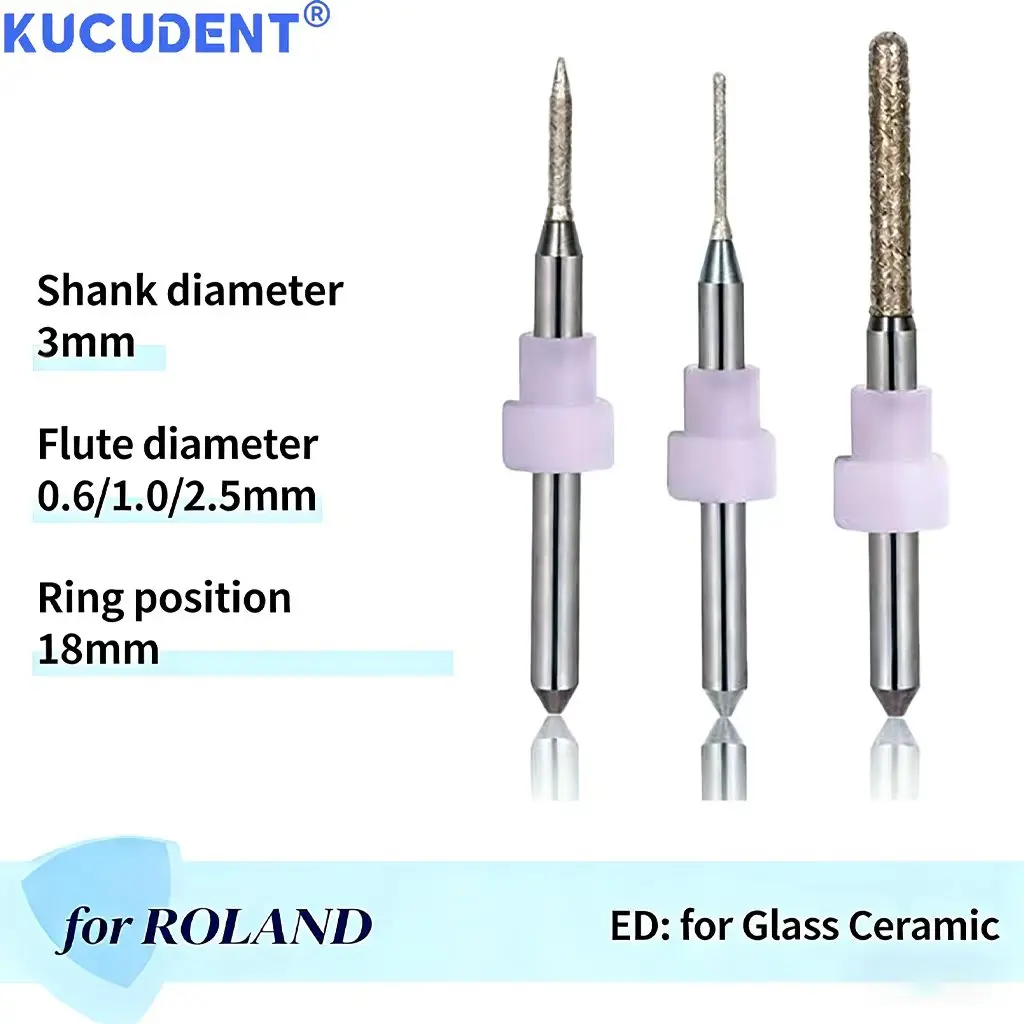 

Стоматологические стеклянные керамические фрезерные боры с покрытием ED, подходят для Roland Machine D3 для CAD CAM, стоматологические шлифовальные сверла из дисиликата лития