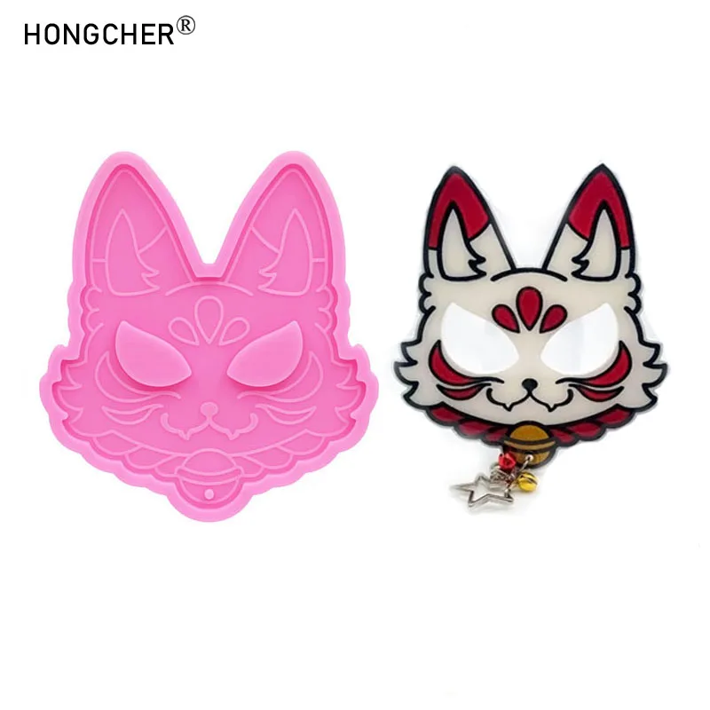 Glänzende Spiegel Katze Fuchs Halskette Anhänger Epoxy Schmuck Zubehör Silikonform DIY handgemachte Kunst Schlüsselanhänger Tasche Dekoration Anhänger