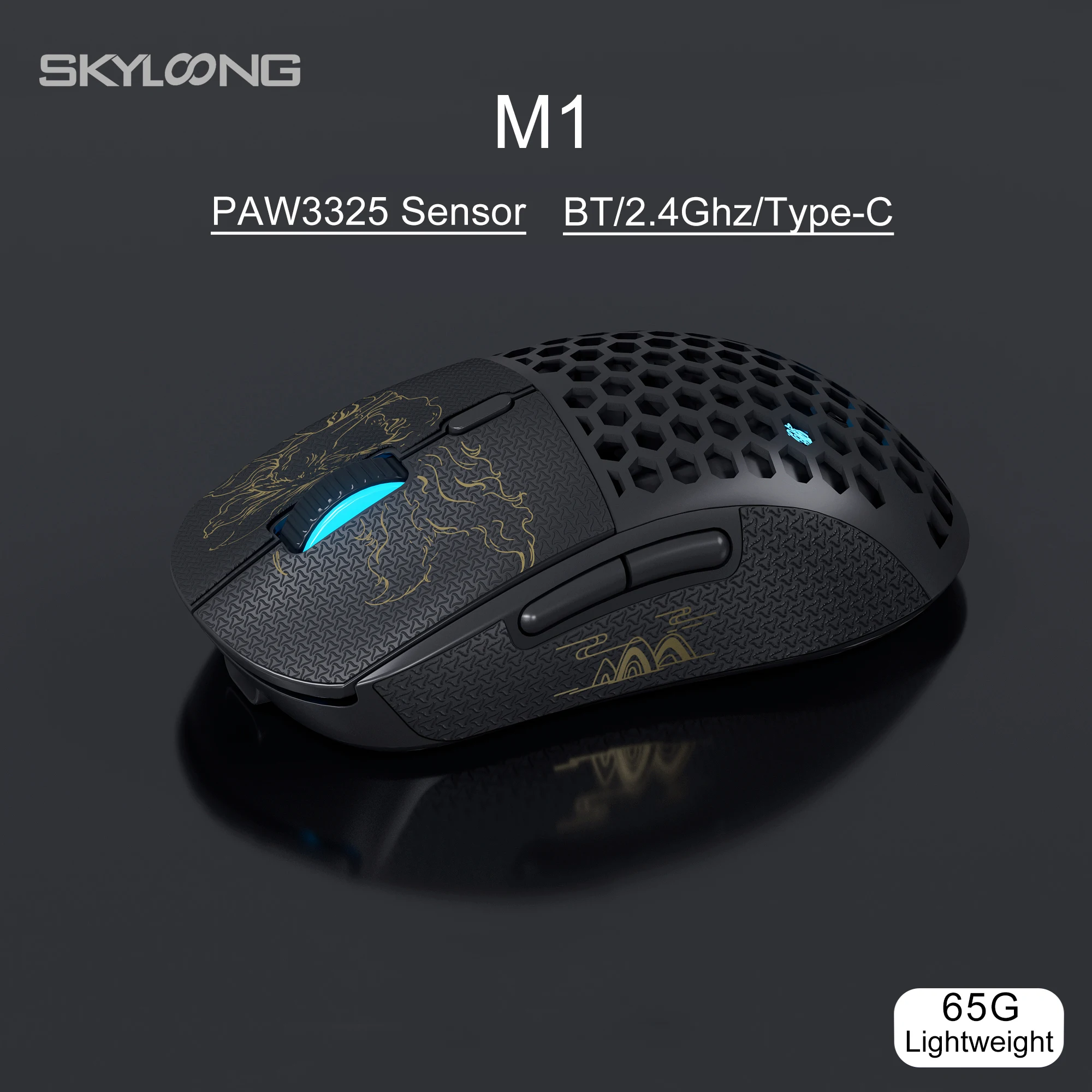 SKYLOONG M1 3-Mode Mouse Wireless Computer Game Mouse Adustment DPI Repor Rate Black/White Bluetoot Gaming Mouse for PC Laptap