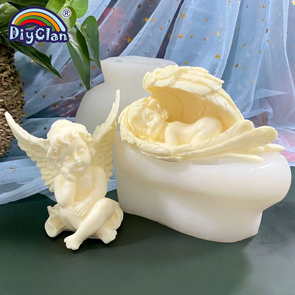 3D anioł silikonowe formy do świec śpiący anioł style DIY Making ozdoby mydło aromaterapia gips żywica epoksydowa formy narzędzia do pieczenia