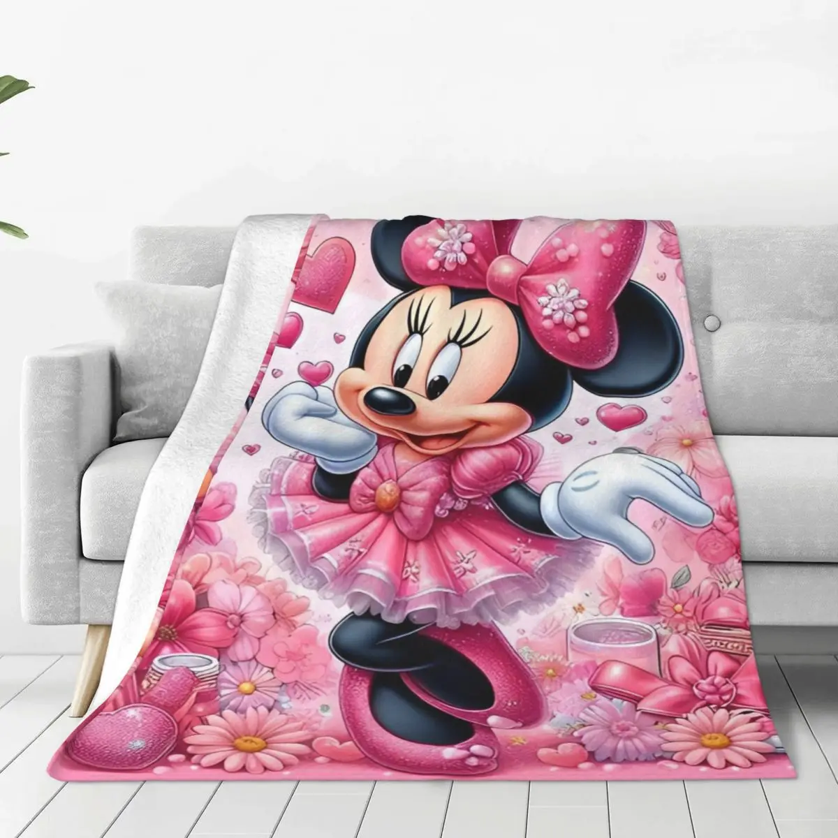 Animierter Film Mickey, Minnie Mouse Love Decke Camping Flanell Überwurf Decke für Wohnzimmer Superweiche Qualität Tagesdecke Geschenk