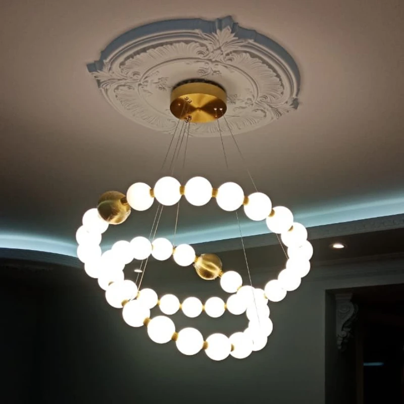 Imagem -05 - Acrílico Anel Led Lustre Regulável Sala Mesa Central Quarto Hall Lâmpadas Pendant Home Decor Lusters Fixture 2024