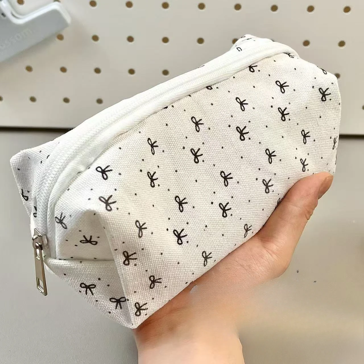 Zwarte Strik Etui voor Student Koreaanse Mode Zoete Potloodzak Draagbare Grote Capaciteit Thuiskantoor Opslag Briefpapier Tas