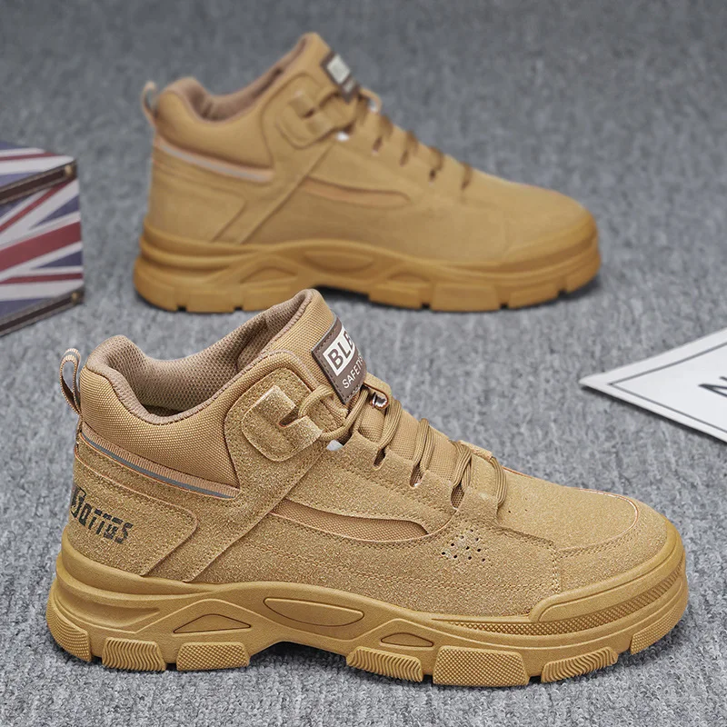 Spring Men's High-Top Breathable Work Shoes Non-Slip Wear-Resistant Labor Protection Outdoor All-Match Comfortable Labor Shoes