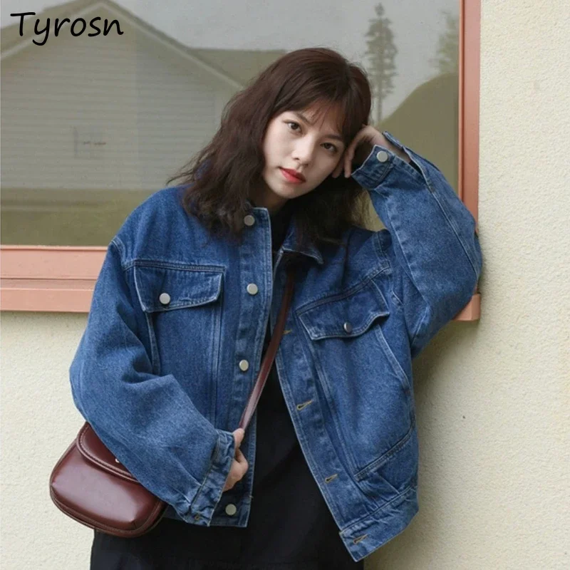 

Jackets Women Denim Coats Basic Leisure Vintage Korean Style Loose Ins BF Streetwear Retro Harajuku Spring Autumn Outwear Chic