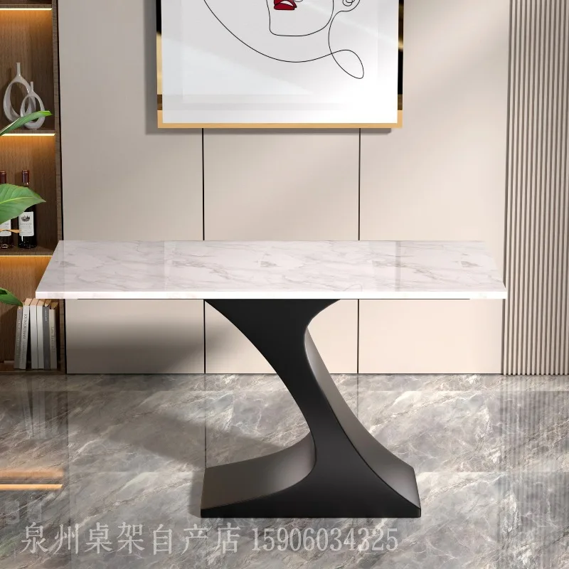 Light luxury rock slab dining table foot table leg bracket marble base metal wrought iron coffee table