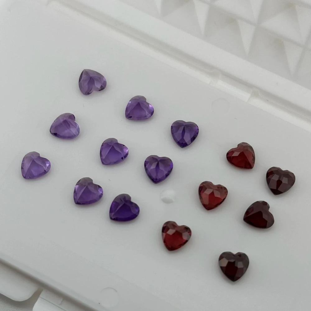 20 قطعة 1 حقيبة جودة 100% تضمين طبيعي عقيق الجمشت شكل قلب حجر أحمر أرجواني