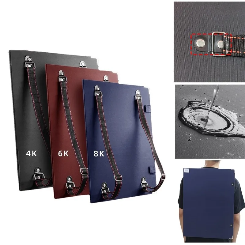 

8k/6k Waterproof Cloth Multi-function Double Back Drawing Board Clip Double Shoulder Sketch Storage Folder Art Painting Bag