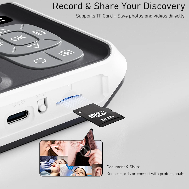 كاميرا P2P البصرية لتنظيف الأذن منظار الأذن المتصل بالبشرة إلى النظير مع شاشة 4.3 بوصة IPS 4.2 مللي متر عصا أذن رقمية LED #6