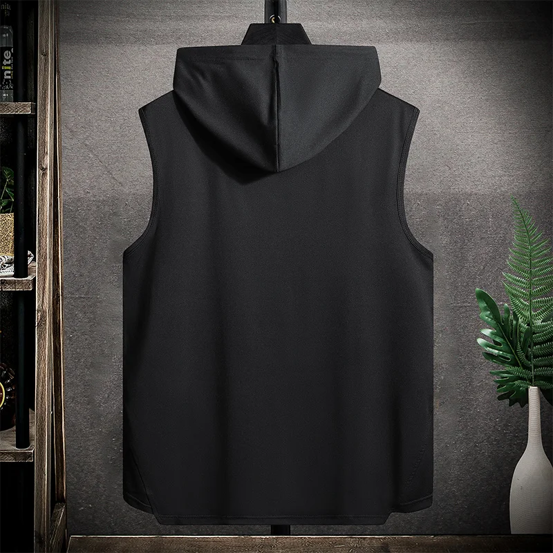 Short Sleeve Quick Dry Vest Men\'s For 2023 Summer Black Tshirt GYM Tank Top Tees With Hoodies Fashion Clothes OverSize 4XL