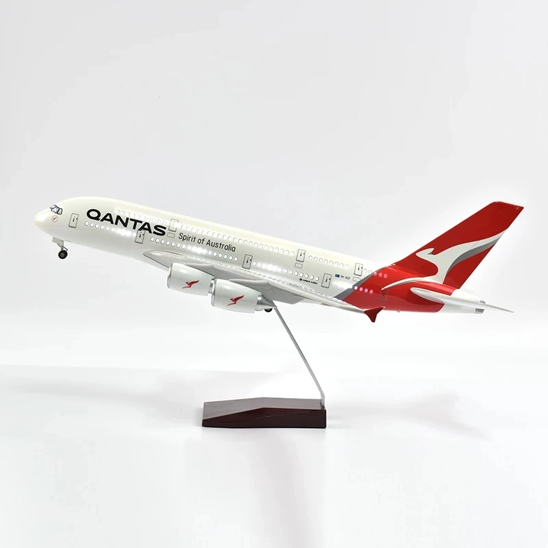 Imagem -03 - Escala Diecast Resina 47cm A380 Avião de Passageiros de Ônibus Aéreo Austrália Avião Modelo Qantas Airways com Cabine Luzes Presente 160