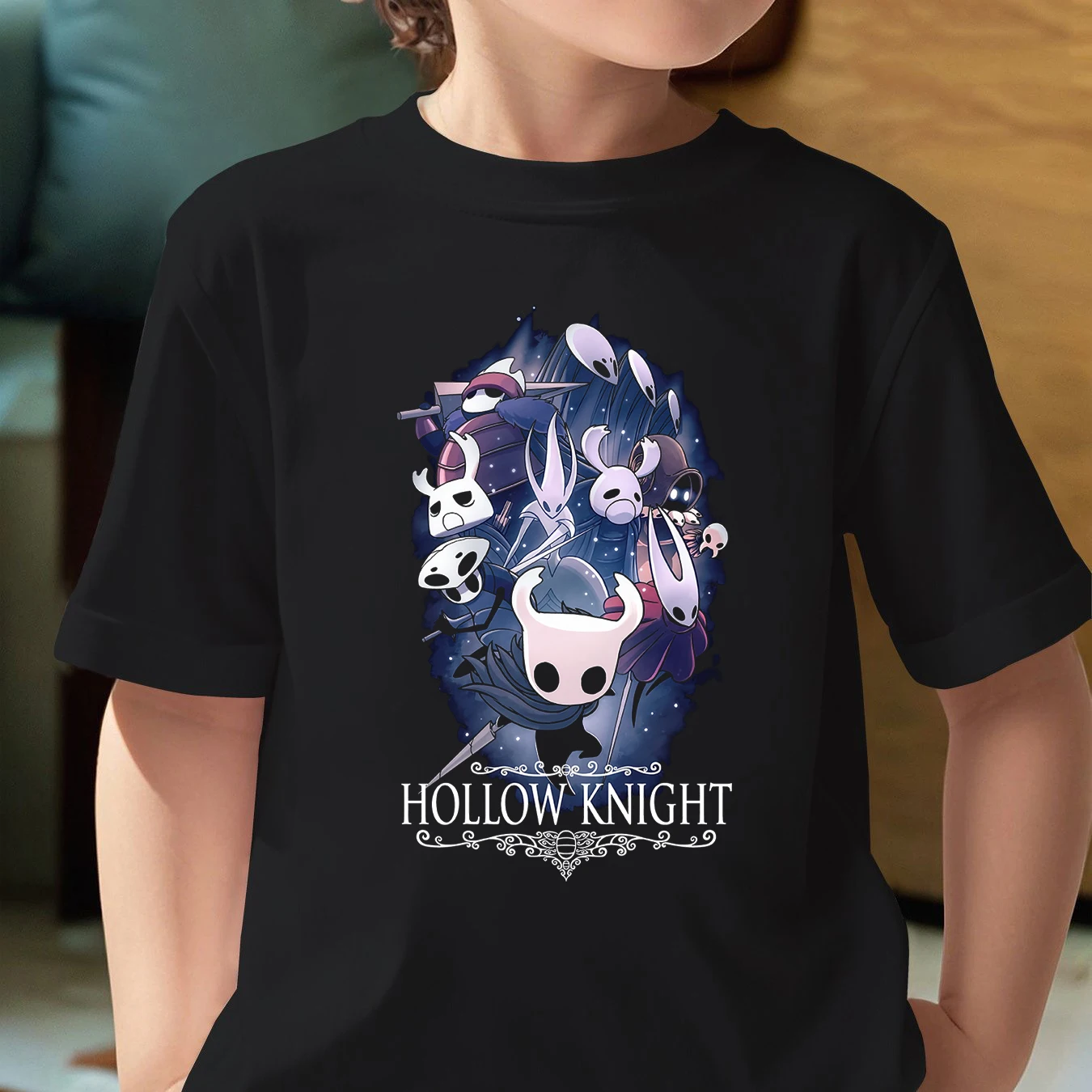 Hollow Knight Spiel Cartoon Sommer-Shirt Herren T-Shirt Damen T-Shirt Jungen Top Kinder Eltern-Kind Baumwolle Kurzarm Kinder T-Shirt – Detail 5