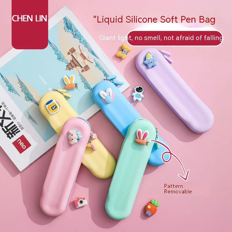 

CHEN LIN Creative Kawaii Cat Prince Silicone Pencil Case Waterproof Large Capacity Pouch Storage Bag School Stationary Supplies