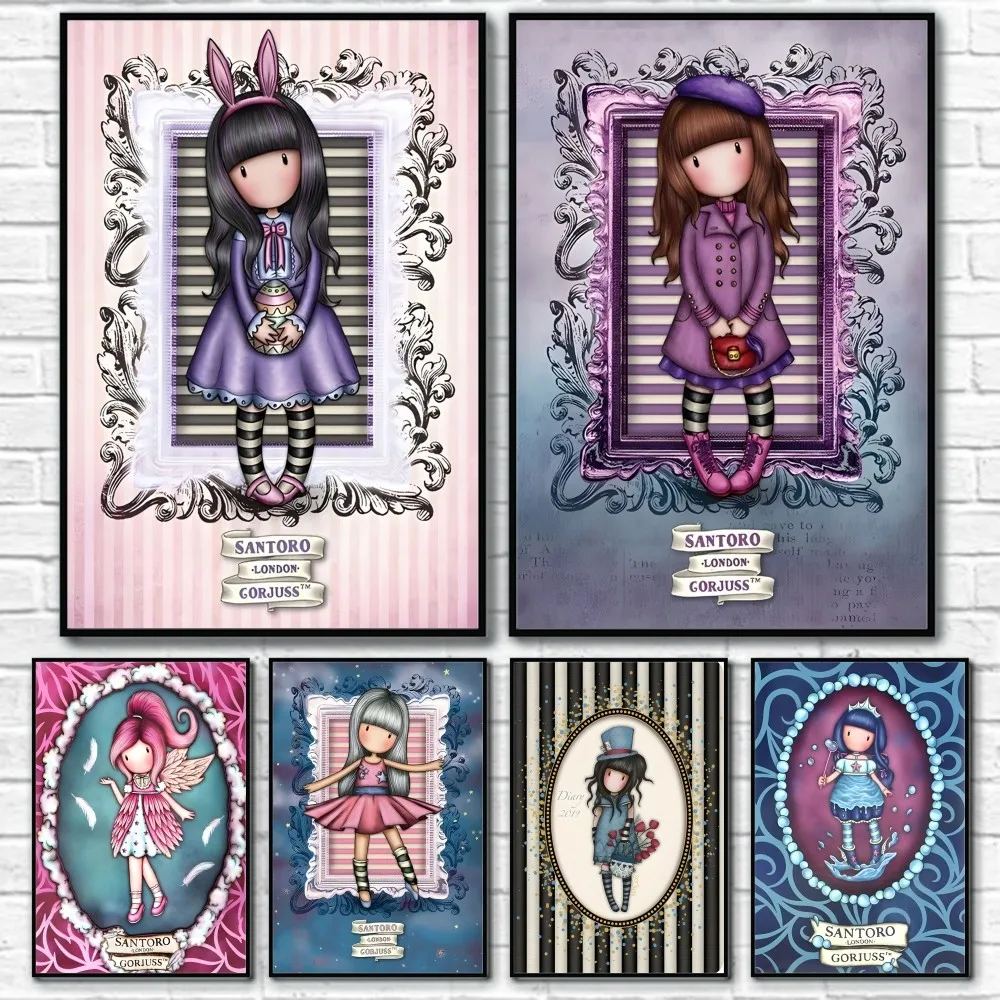 

S-Santoro G-Gorjuss Cute Poster Sticky Wall Art Printing Waterproof Home Living Bed Room Bar Aesthetic Decor