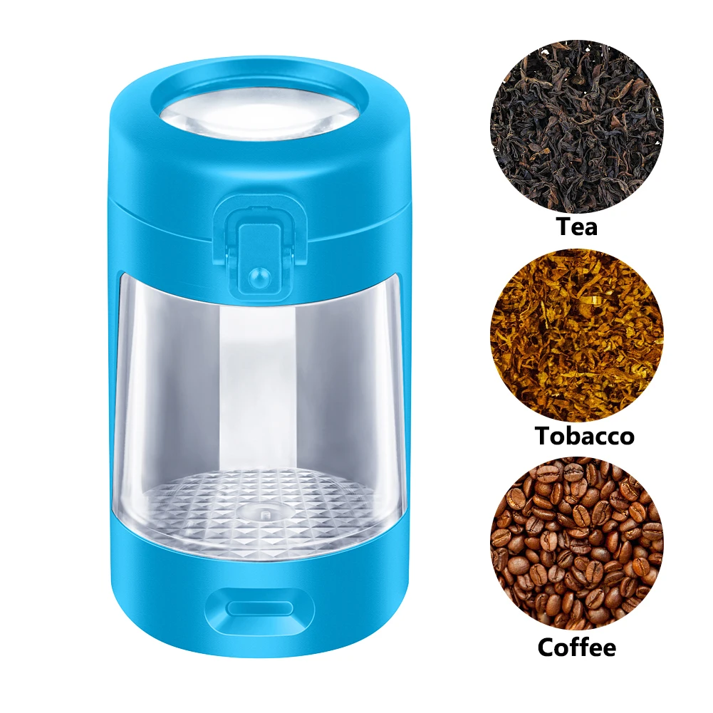 LED Lights Organizer Sealed Box USB Rechargeable 50ml Herb Crusher Storage Case Moisture-proof Herb Storage Box Fathers Day Gift