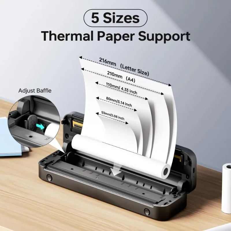 M832 Portable Printer A4 BT Printer for Travel 300Dpi Wireless Inkless Thermal Printer Use in IOS Android Phone  New 2025 Gift