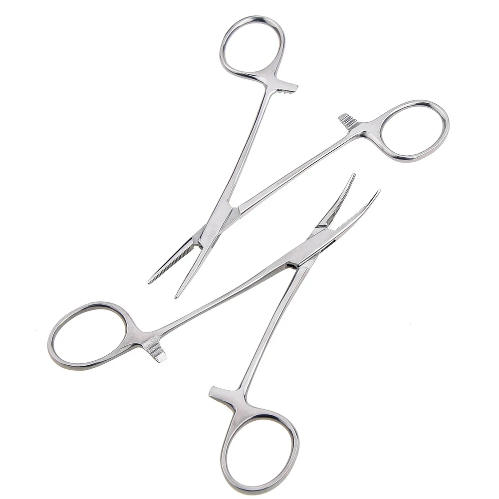 Hand Tool 12.5/16/18cm Stainless Steel Hemostatic,Surgical Forceps,Forceps Fishing,Pliers Curved/Straight Tip