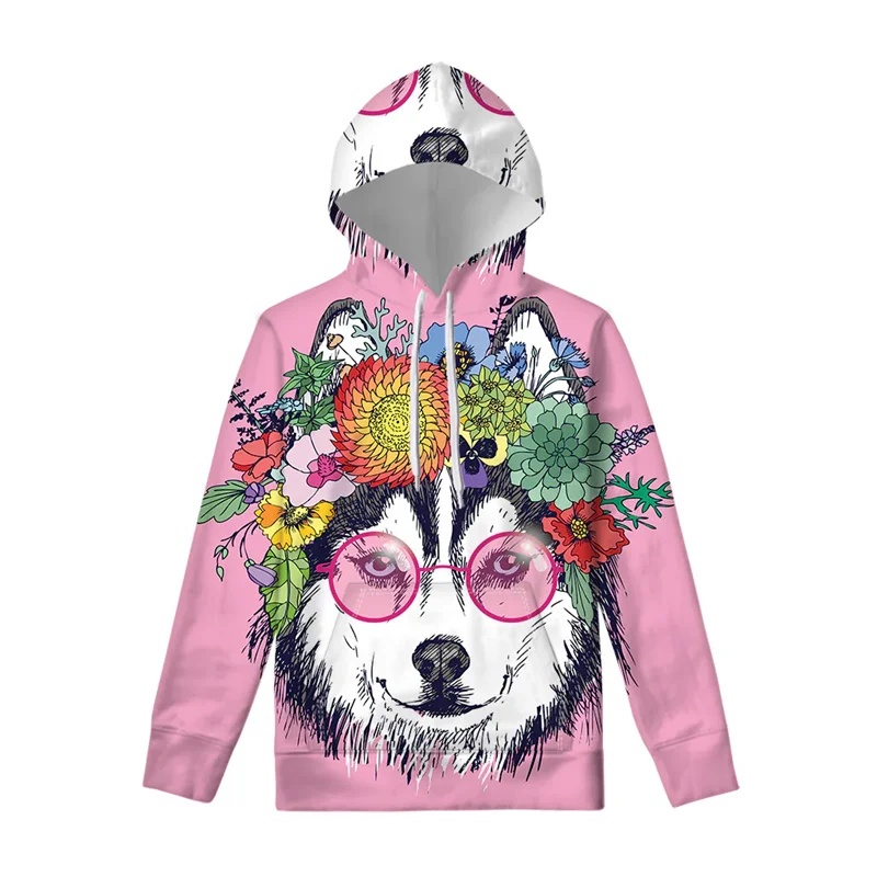 

Funny Husky Pattern Hoodies Fashion Trend Long Sleeve Cute Dogs 3D Printed Pullovers Mens Kids Loose Casual Harajuku Sweatshirts