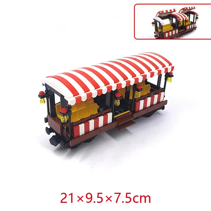 Moc High-Tech City รถไฟรถไฟบล็อกตัวต่อชุด Retro Steam Train Carriage อิฐ Constructor DIY ของเล่นสำหรับของขวัญเด็ก