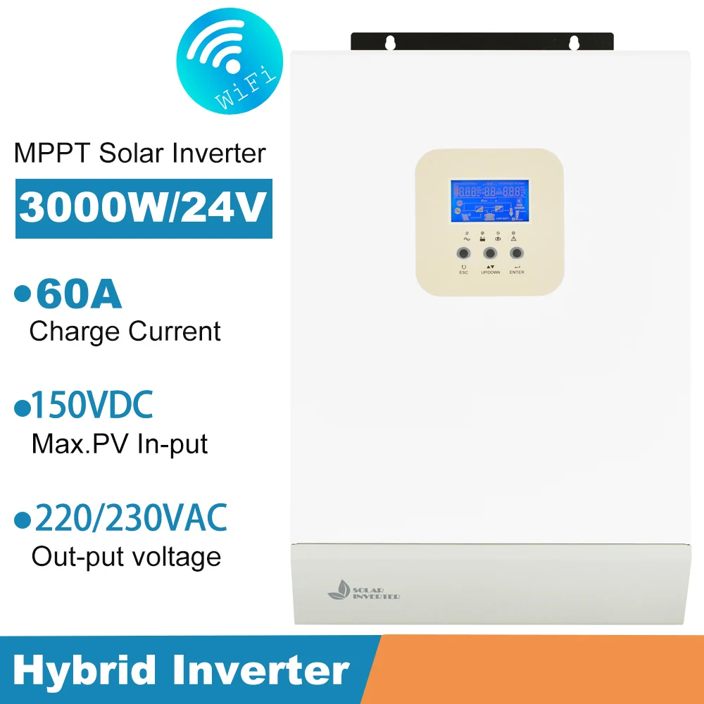 

24V 3000W 5000W 60A 100A Hybrid MPPT Solar Inverter Controller 145VDC Inverter Pure Sine Wave With WIFI function For Lifepo4