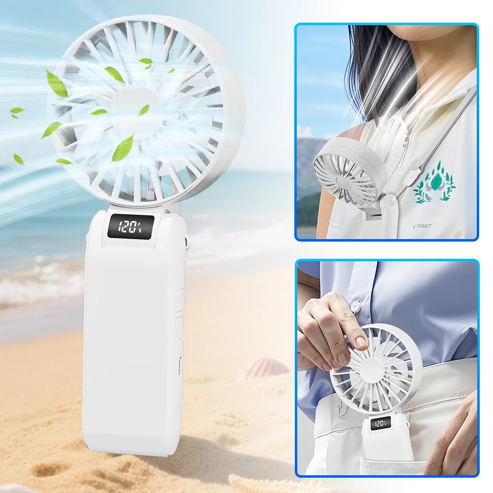 

Мини-вентилятор Портативный ручной вентилятор Перезаряжаемый через USB вентилятор Экран дисплея Легкий удобный карманный размер Низкий уровень шума Маленький электрический вентилятор