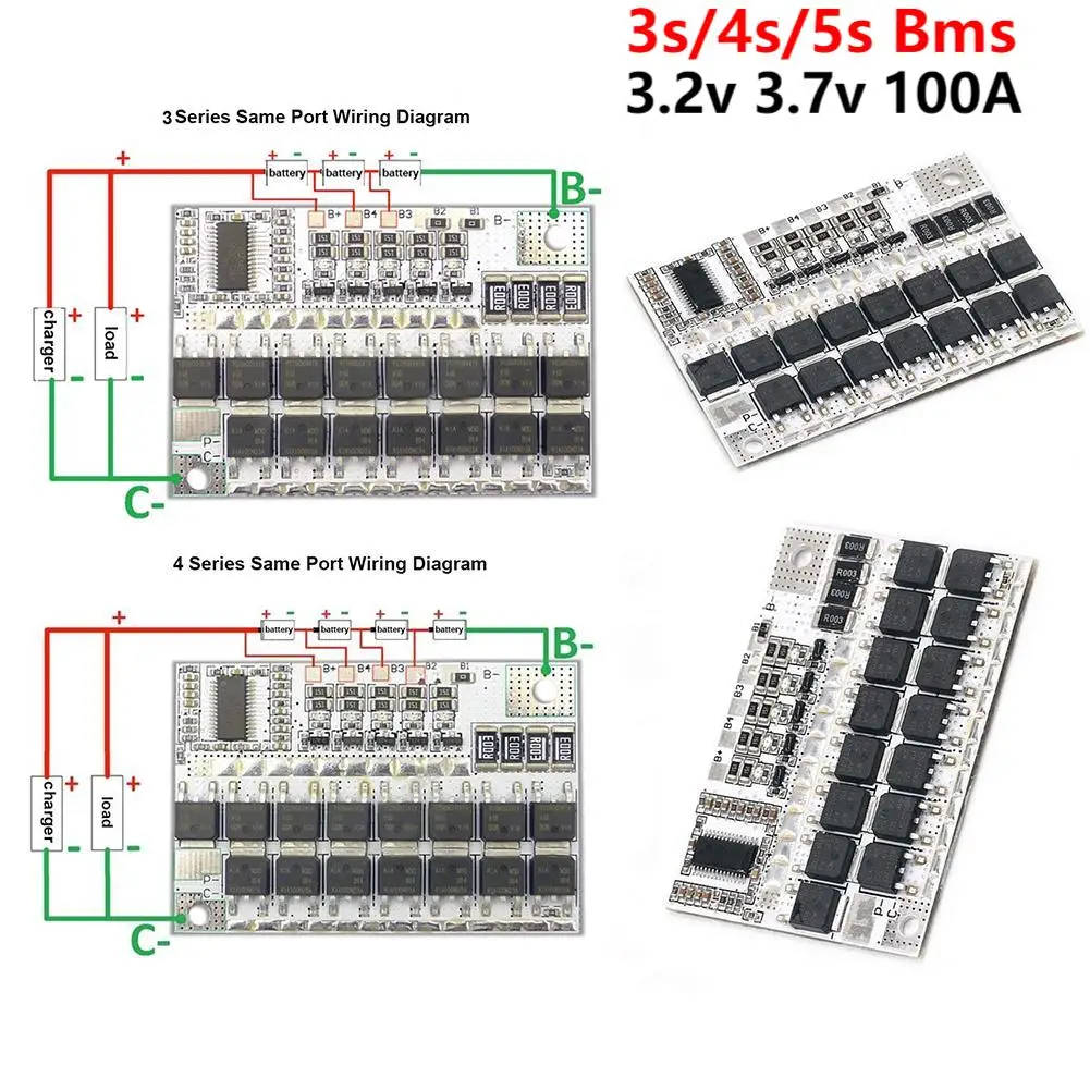 3S/4S/5S Bms 3.2v 3.7v 100A Li-ion Lmo Ternary Lithium Battery Protection Circuit Board Li-polymer Balance Charging Module