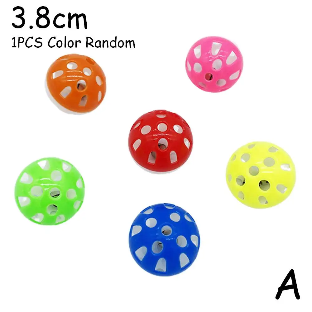 1Pcs Cat Toy Balls Pet Cat Kitten Play Plastic Balls with Jingle Bell Pounce Chase Rattle Toy Cat Toys Bulk Random Color
