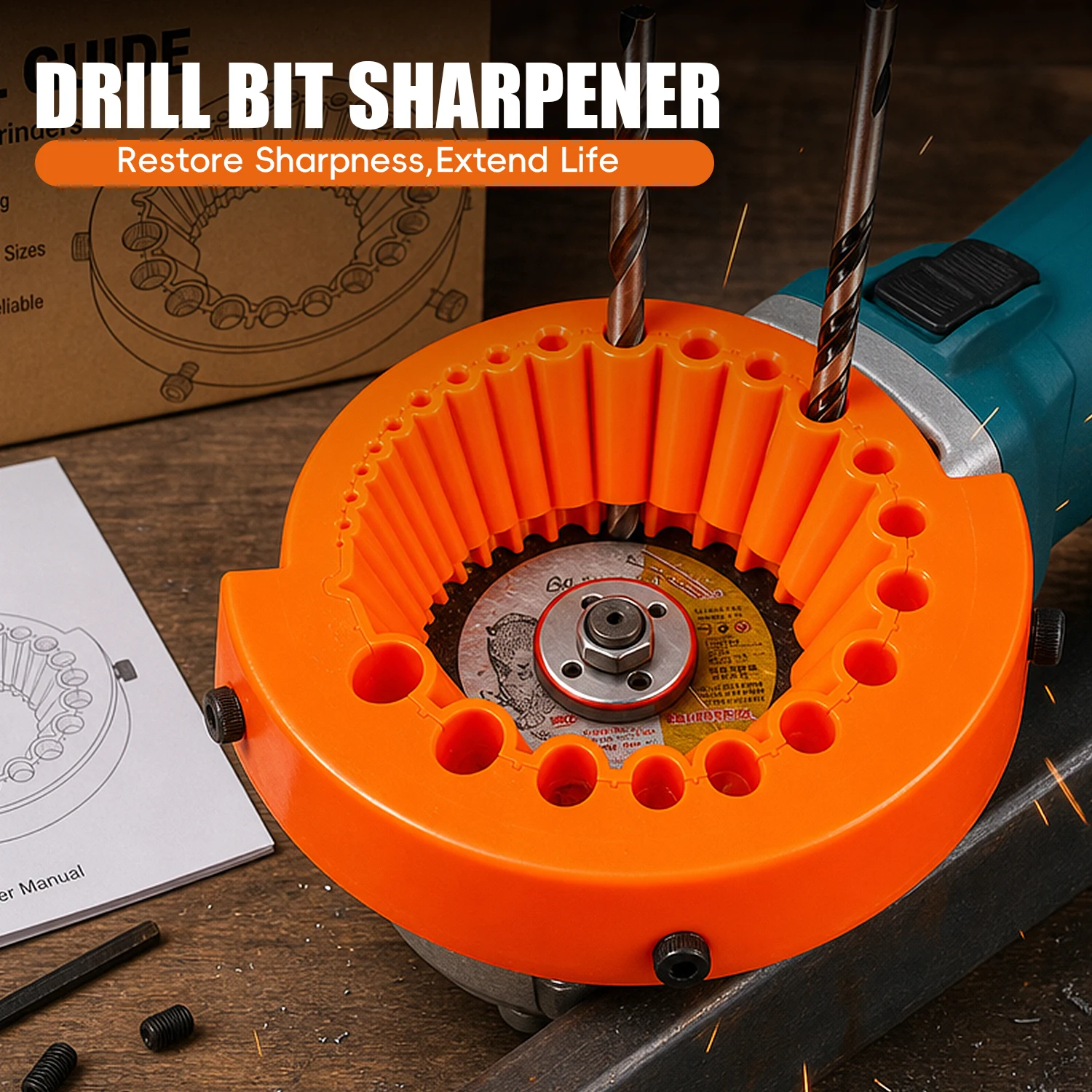 1 drill grinding and polishing auxiliary tool, 25-hole thickened 115/125 angle grinder accessories, drill refurbishment tool